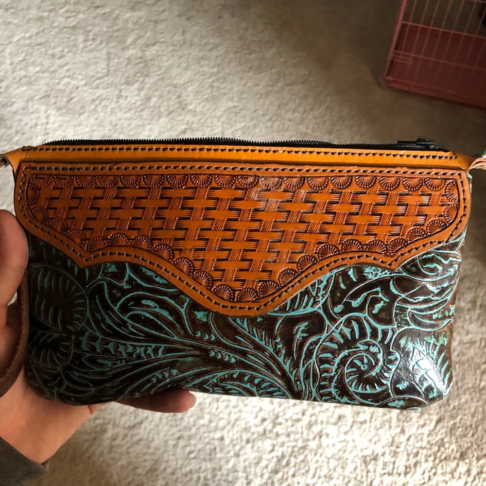 Hand made leather wristlet